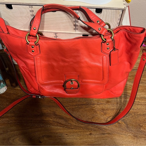 Vintage Coach Campbelle Belle Satchel in coral leather - Picture 2 of 6